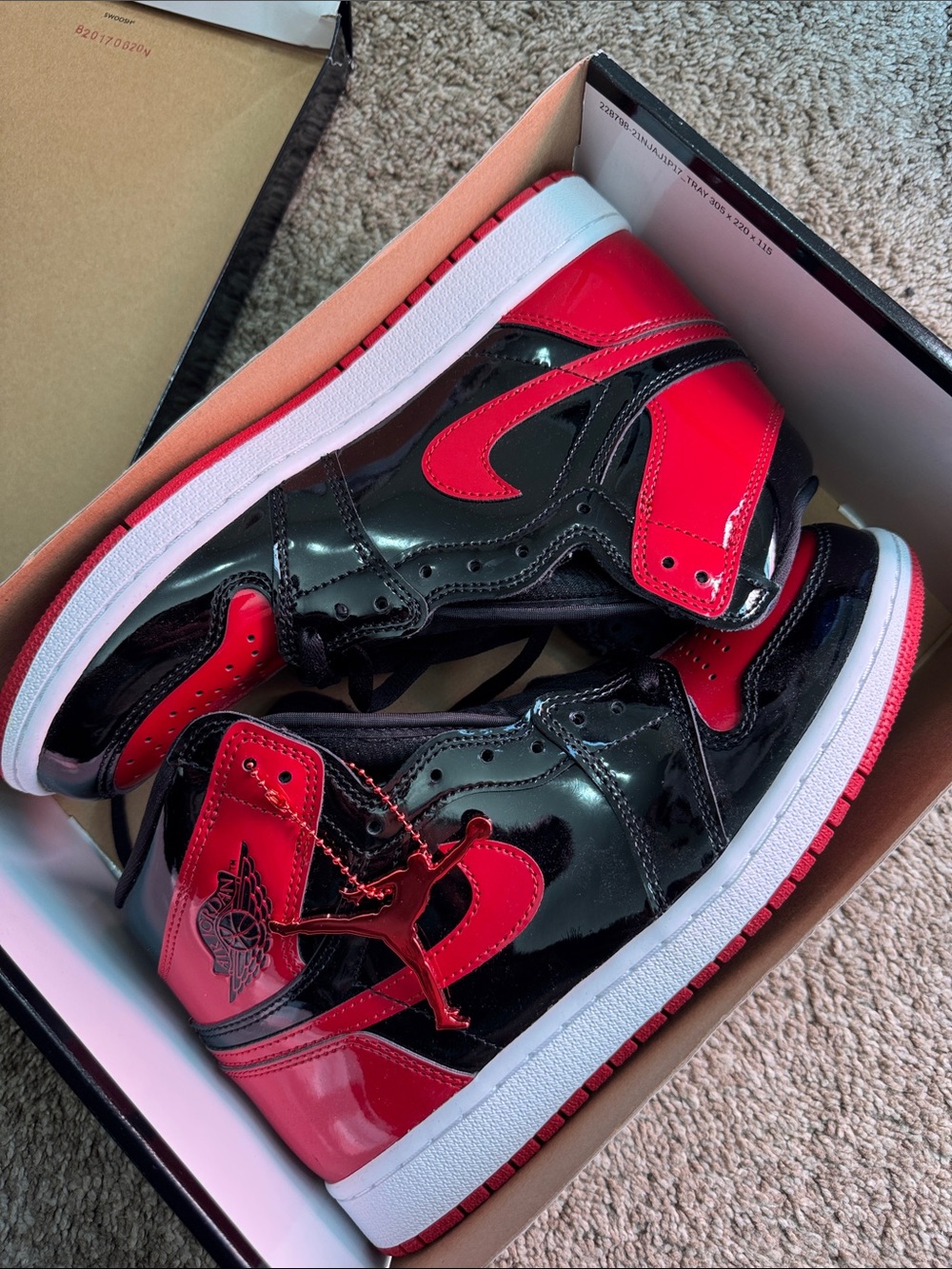 Jordan Air 1 High Top Sneakers - Black & Red Patent